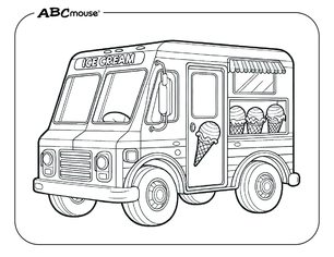 Free printable Ice Cream Truck Coloring Page from ABCmouse.com. 