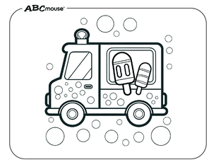 Free printable Ice Cream Truck Coloring Page from ABCmouse.com. 