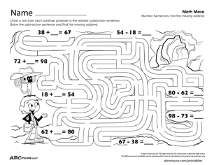 Free printable number sentences math worksheet from ABCmouse.com. 