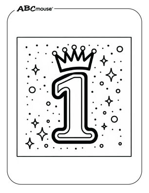 Free printable number sparkling one coloring page from ABCmouse.com. 