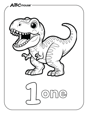 Free printable number one dinosaur coloring page from ABCmouse.com. 