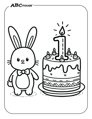 Free printable number one cake coloring page from ABCmouse.com. 