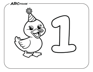 Free printable number one duck coloring page from ABCmouse.com. 