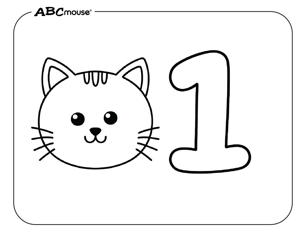 Free printable number one cat coloring page from ABCmouse.com. 