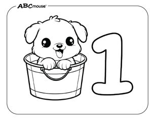 Free printable number one puppy coloring page from ABCmouse.com. 