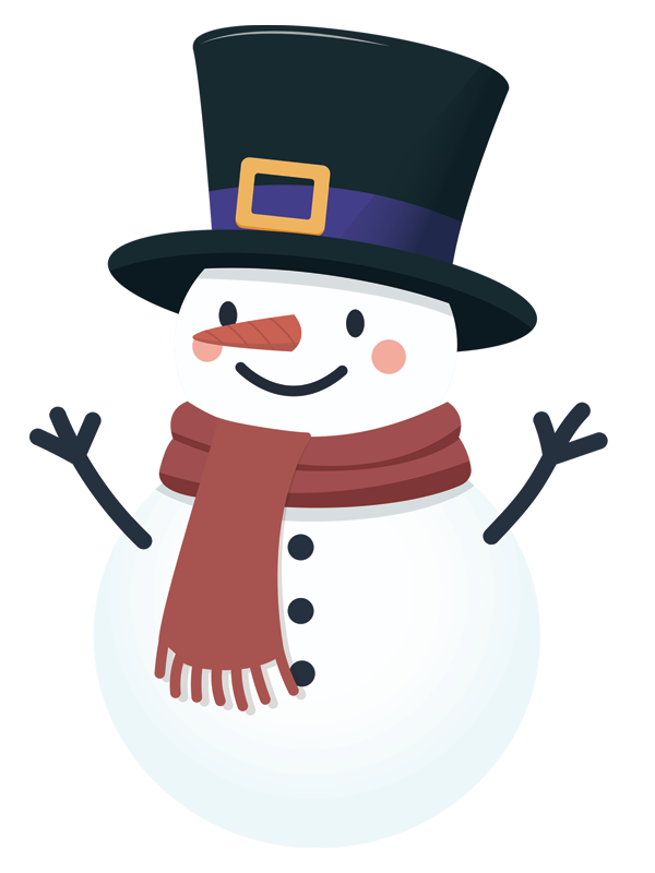 Happy illustrated snowman. 