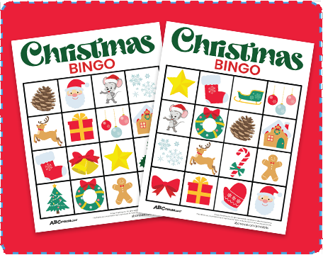 Free printable 4x4 Christmas Bingo Cards for kids from ABCmouse.com. 