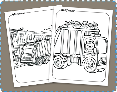 Free printable garbage truck coloring Pages for kids from ABCmouse.com. 