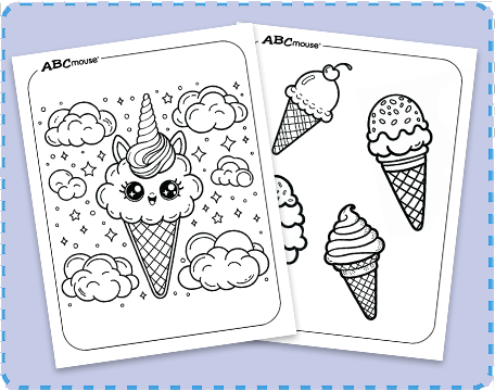 Free printable ice cream coloring pages from ABCmouse.com. 