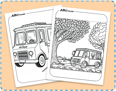 Free printable Ice Cream Truck Coloring Pages from ABCmouse.com. 