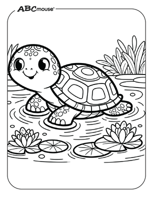 Free printable cute baby turtle coloring page from ABCmouse.com. 