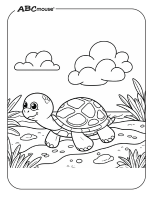 Free printable turtle walking coloring page from ABCmouse.com. 