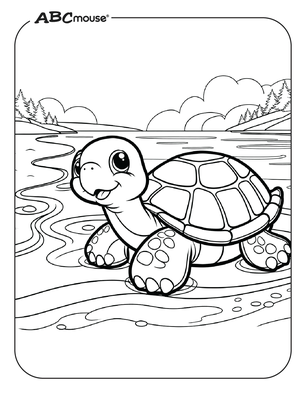 Free printable simple turtle coloring page from ABCmouse.com. 