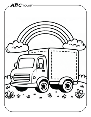 Free printable box truck coloring page from ABCmouse.com. 