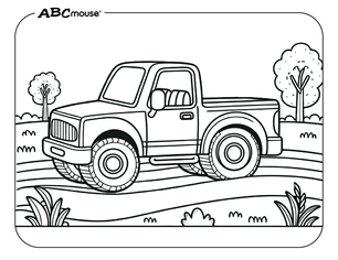 Free printable simple pickup truck coloring page from ABCmouse.com. 