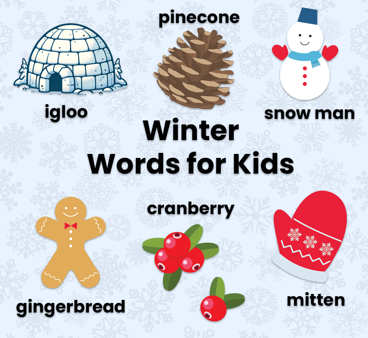 Free printable list of winter words for kids from ABCmouse.com 