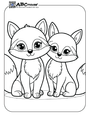 Free printable cute twin foxes coloring page from ABCmouse.com. 