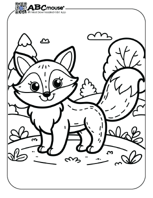 Free printable cute fox coloring page from ABCmouse.com. 