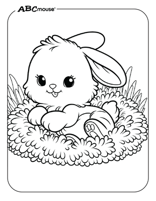 Free printable bunny rabbit coloring page from ABCmouse.com. 