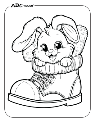 Free printable bunny rabbit coloring page from ABCmouse.com. 