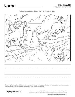 Free printable habitat, environment and ecosystem write about it worksheet from ABCmouse.com. 