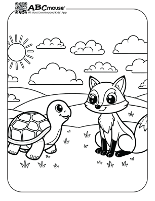 Free printable cute fox  and a turtle coloring page from ABCmouse.com. 