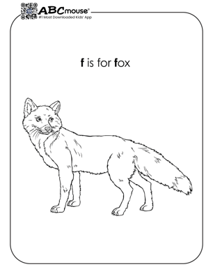 Free printable cute f is for fox coloring page from ABCmouse.com. 