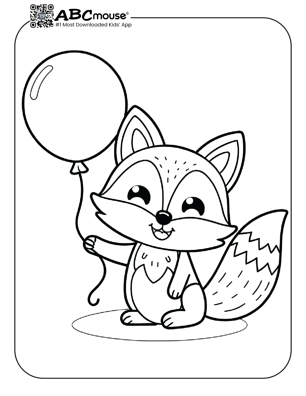 Free printable cute fox holding a balloon coloring page from ABCmouse.com. 