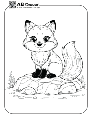 Free printable cute fox on a rock coloring page from ABCmouse.com. 