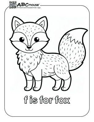 Free printable cute f is for fox coloring page from ABCmouse.com. 