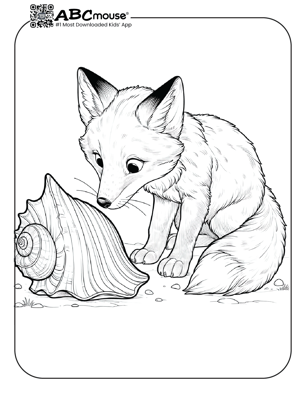 Free printable cute fox with a conch shell coloring page from ABCmouse.com. 