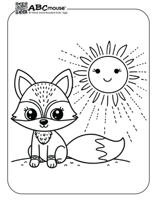 Free printable cute fox in the sun coloring page from ABCmouse.com. 