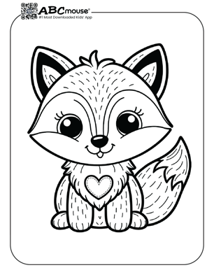 Free printable cute fox with a heart coloring page from ABCmouse.com. 