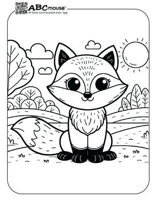 Free printable cute fox coloring page from ABCmouse.com. 