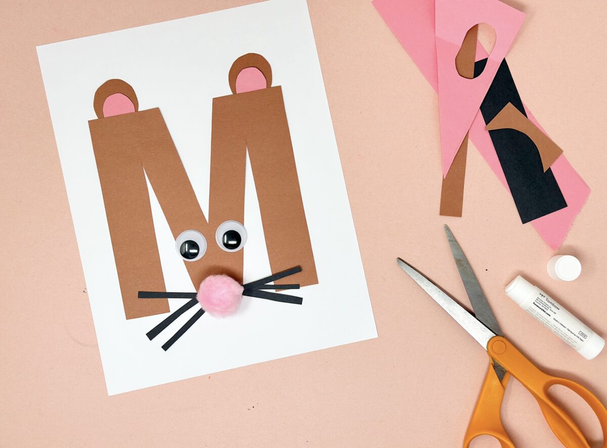 M is for mouse fun brown construction paper craft letter m. 