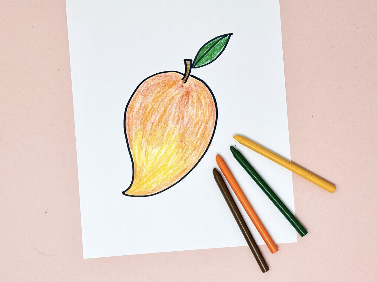 M is for mango fun drawing and snack activity. 