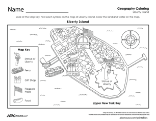 Free printable map coloring skills worksheet from ABCmouse.com. 