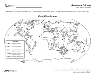 Free printable map skills world climate worksheet from ABCmouse.com. 