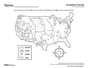 Free printable map skills compass rose worksheet from ABCmouse.com. 