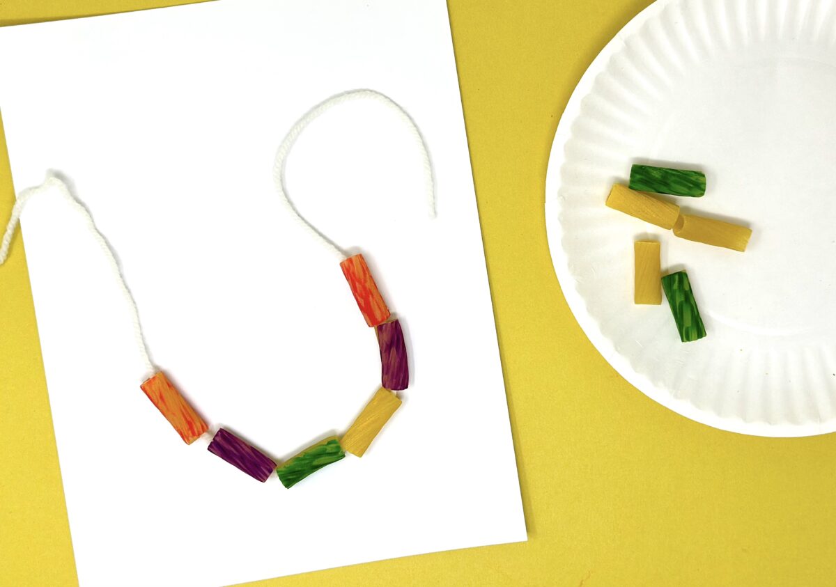 N is for noodle necklace craft for young kids. 