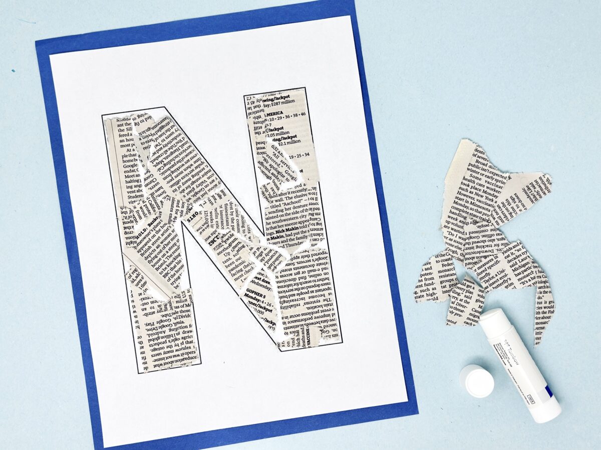 N is for newspaper craft for kids. 