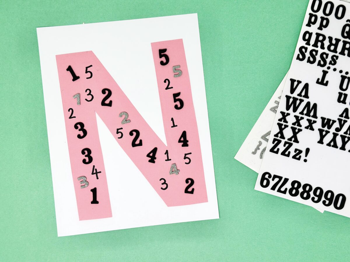 N is for numbers number sticker craft for kids. 