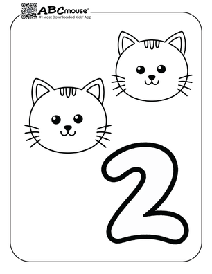 Free printable number two cats coloring pages from ABCmouse.com. 