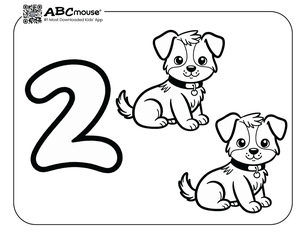 Free printable number two dogs coloring pages from ABCmouse.com. 