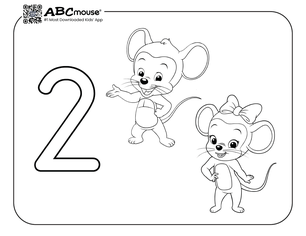 Free printable number two mice coloring pages from ABCmouse.com. 