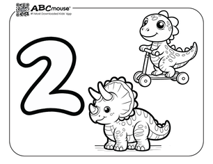 Free printable number two dinosaur coloring pages from ABCmouse.com. 