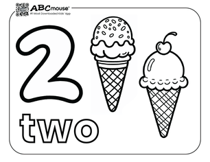 Free printable number two ice cream coloring pages from ABCmouse.com. 