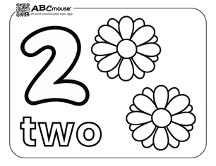 Free printable number two flower coloring pages from ABCmouse.com. 