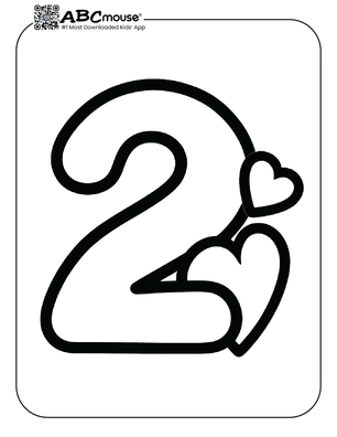 Free printable number two heart  coloring pages from ABCmouse.com. 