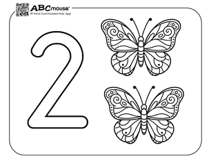 Free printable number two butterfly coloring pages from ABCmouse.com. 